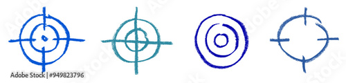 Target Related Icon Crayon Chalk Drawing Vector Set