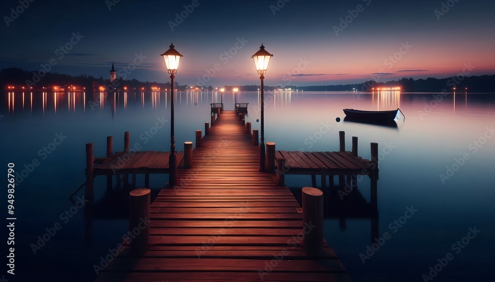 Fototapeta premium Wooden pier at sunset