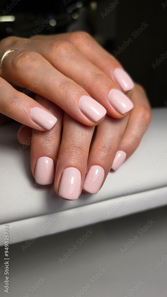The beauty of the natural nails. Perfect clean manicure. New trendy nail arts on young women hand. Beautiful nail polish in hand The beauty of the natural nails. Perfect clean manicure. New trendy nail arts on young women hand. Beautiful nail polish in hand