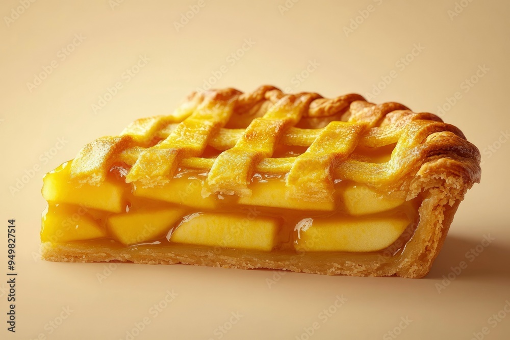 A Single Slice of Golden Apple Pie with Lattice Crust A Single Slice of Golden Apple Pie with Lattice Crust
