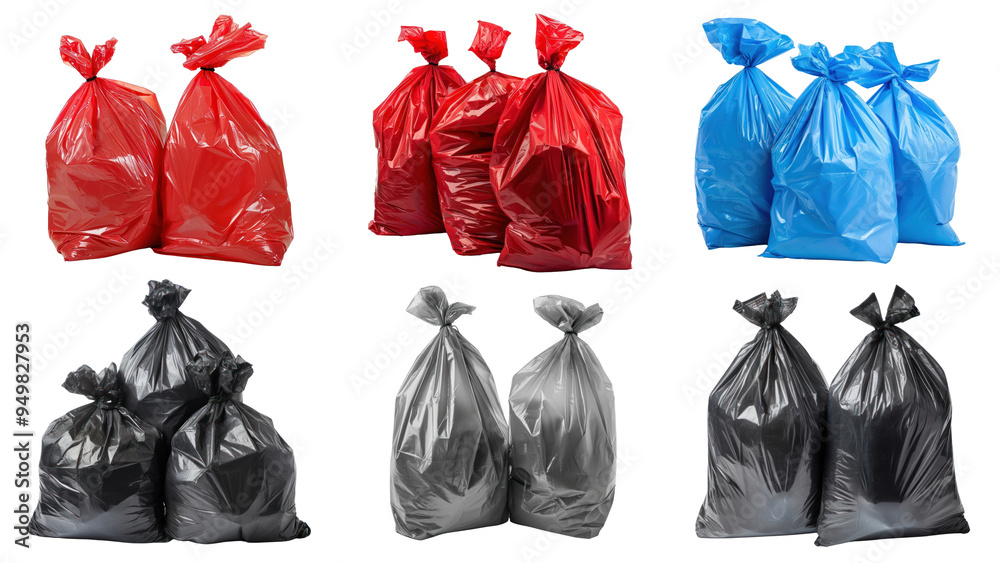 PNG garbage bag element set, transparent background PNG garbage bag element set, transparent background