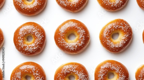 Freshly baked bagel with Sesame seed isolated on white background,Everything bagels topped with cream cheese,New York style bagels for breakfast,Homemade freshly plain,onion bagels,space for text.