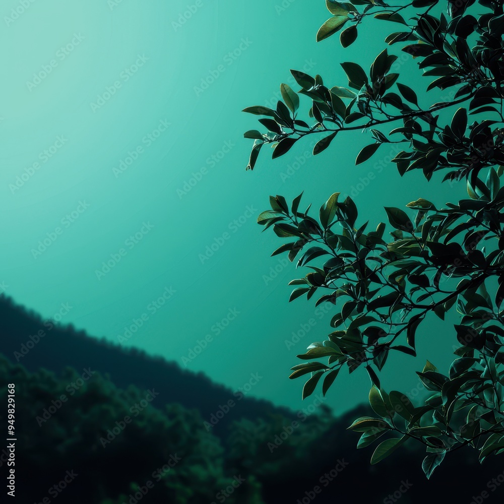 Serene Green Leaves Against a Foggy Green Background, Ideal for Environmental and Nature-Themed Campaigns, Copious Copyspace Serene Green Leaves Against a Foggy Green Background, Ideal for Environmental and Nature-Themed Campaigns, Copious Copyspace