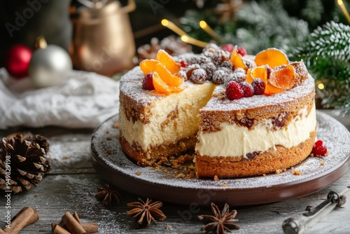 Wallpaper Mural Pannetone Cheesecake, A fusion dessert combining the flavors of Italian Panettone and creamy cheesecake, often served during New Year festivities. Torontodigital.ca