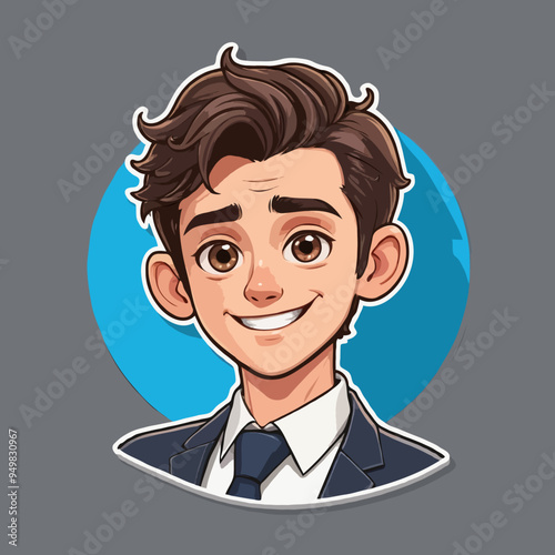 man with a smile Cartoon sticker Victor illustration