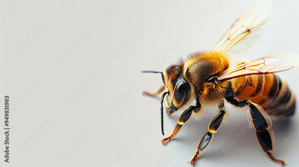 one single honey bee on white background one single honey bee on white background