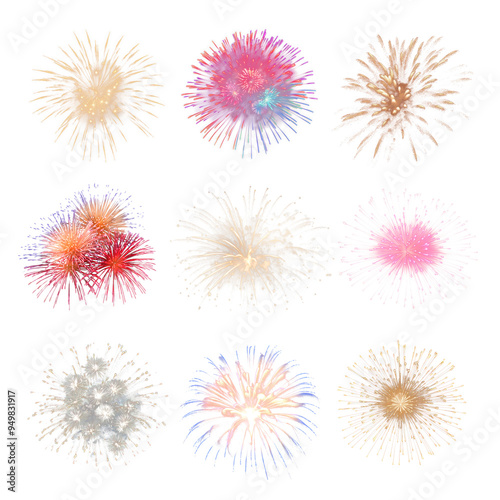 PNG firework effect element set, transparent background