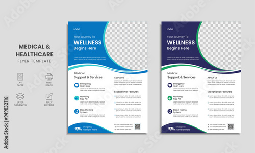 Medical healthcare flyer template design, brochure, poster, leaflet for medical