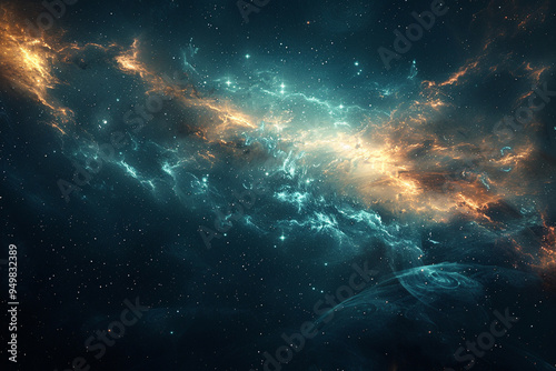 Nebula and bright stars in night sky. Space background.