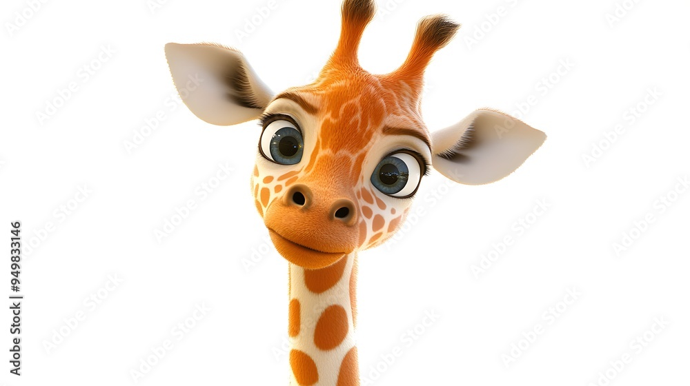 Obraz premium Cute Animated Giraffe Character with Playful Expression and Vibrant Colors