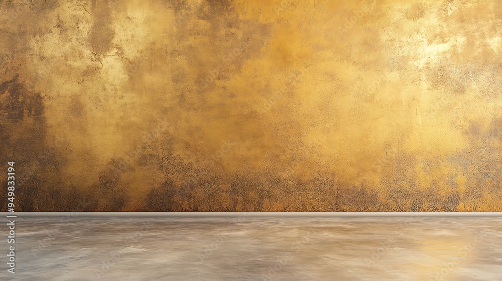 Golden Wall and Wooden Floor