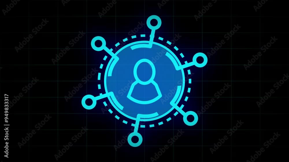 Networking topology animation. line icon animation on transparent background, Glow cyan color looping networking cyan color concept. Animation of scanner over network of people icons Networking topology animation. line icon animation on transparent background, Glow cyan color looping networking cyan color concept. Animation of scanner over network of people icons