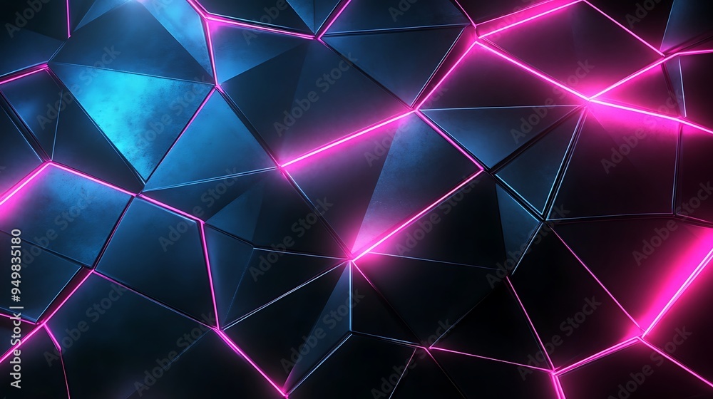 Abstract Geometric Pattern with Neon Lights Abstract Geometric Pattern with Neon Lights
