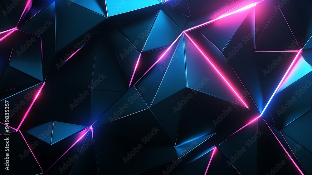 Obraz premium Abstract Geometric Pattern with Neon Lights