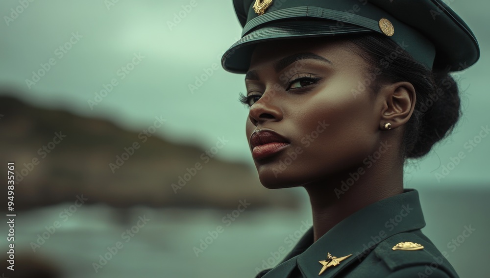 close up of black female soldier in uniform close up of black female soldier in uniform