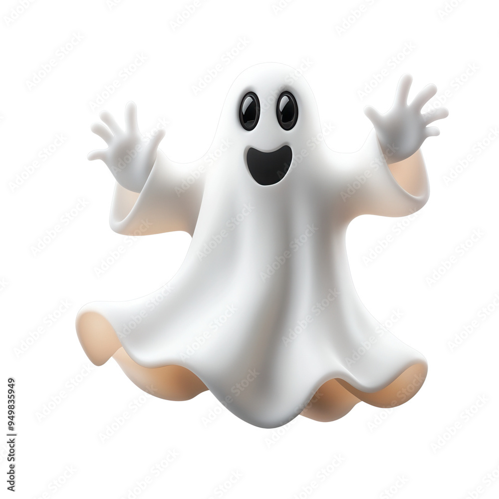 Cheerful cartoon ghost with wide eyes and open arms, perfect for Halloween designs and spooky-themed projects. Cheerful cartoon ghost with wide eyes and open arms, perfect for Halloween designs and spooky-themed projects.