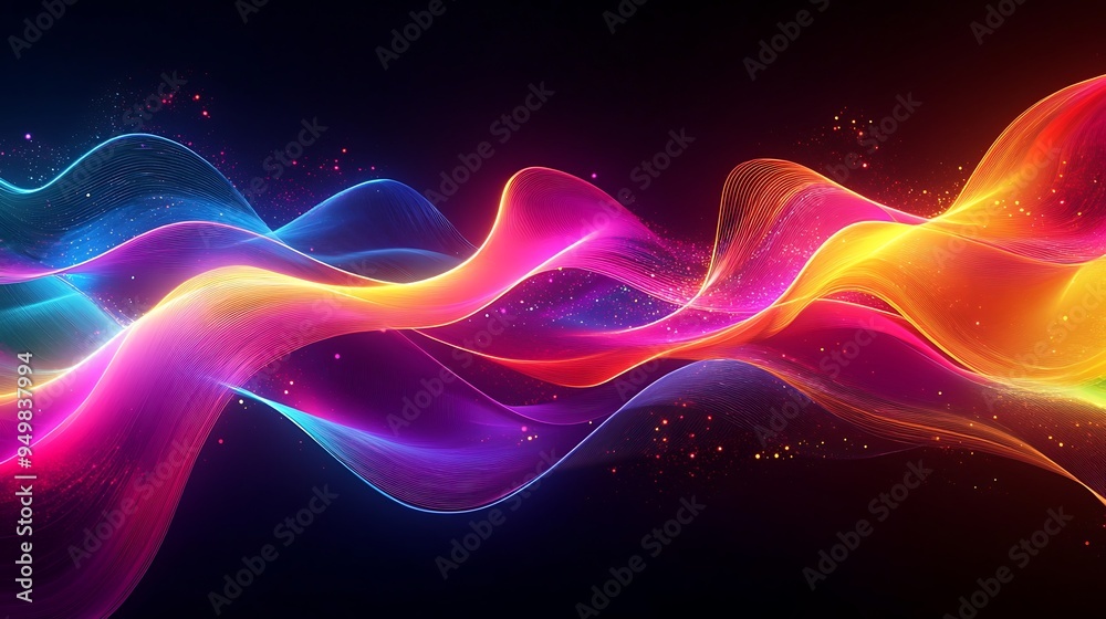 Obraz premium Abstract Geometric Pattern with Neon Lights