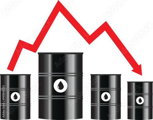 Oil barrels price down. Oil barrels financial crisis.