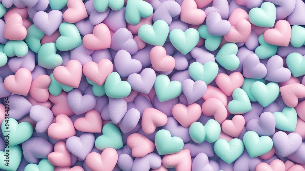 Violet, Pink, and Turquoise Love Hearts. Valentine wallpaper. 3D rendering. Violet, Pink, and Turquoise Love Hearts. Valentine wallpaper. 3D rendering.