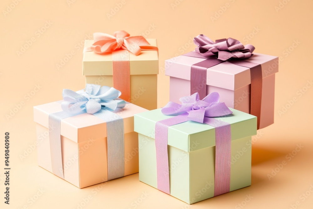 Obraz premium Christmas tree and handmade gift box isolated on a color background