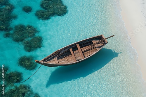 Floating House surrounded by clear blue ocean in South Male Atoll, Maldives. photo