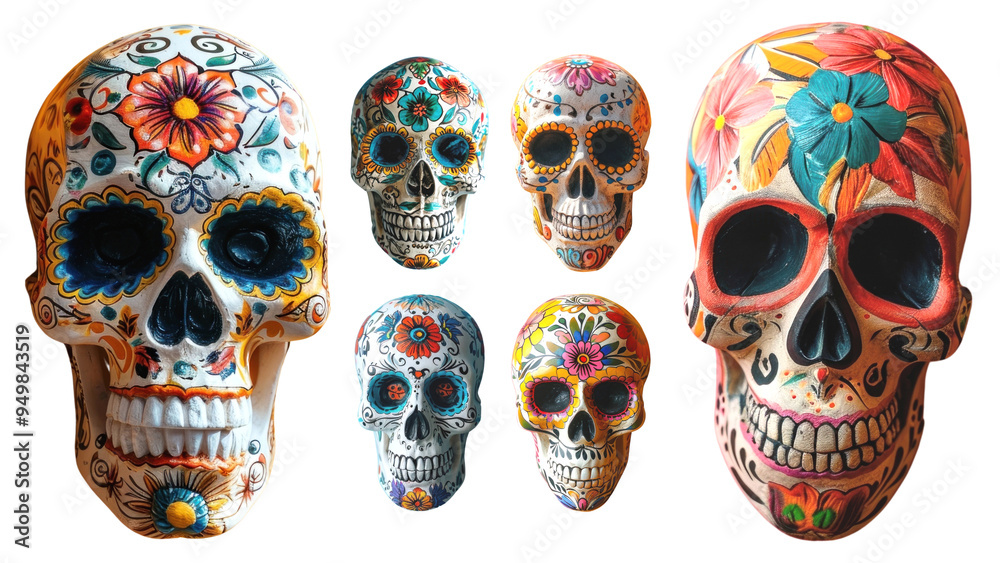 PNG cinco de mayo skull element set, transparent background PNG cinco de mayo skull element set, transparent background