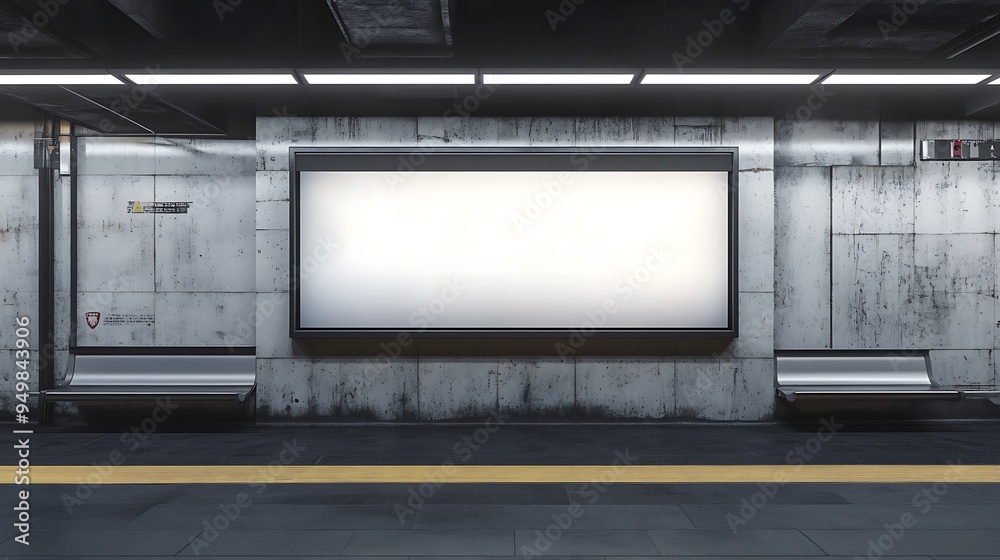 Obraz premium Blank Advertisement in Subway Station