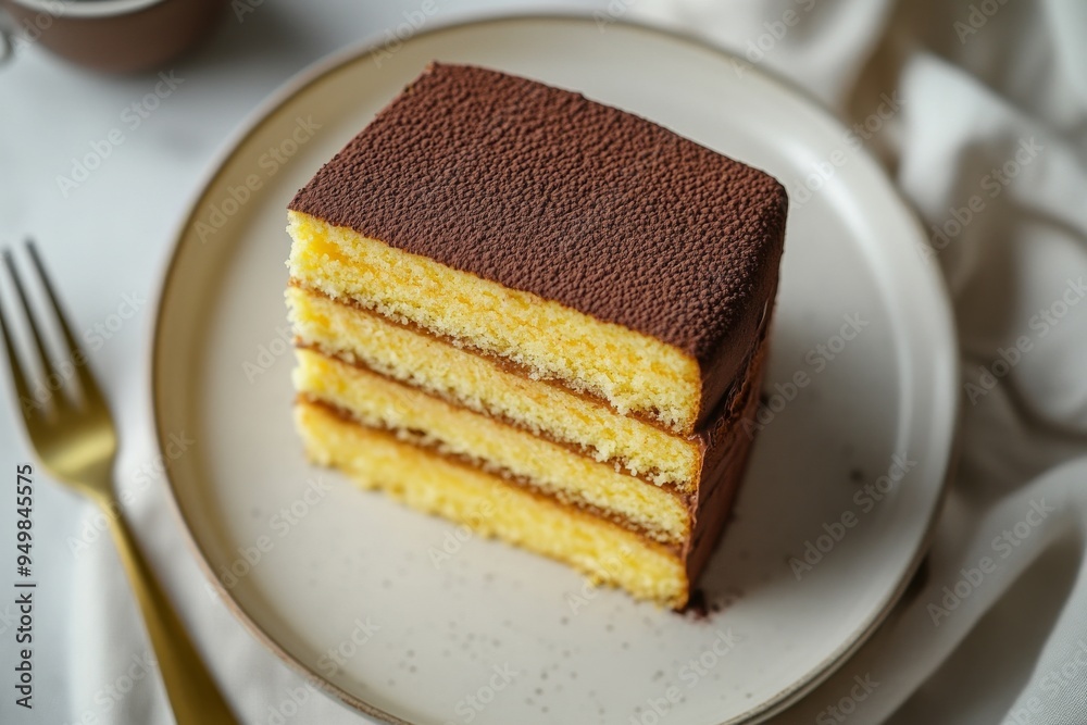 Surabaya Layer Cake, A three-layered buttery cake alternating between yellow and chocolate layers. Top View