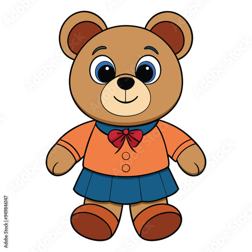 Cute teddy bear doll cartoon vector