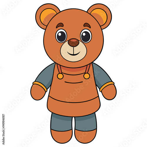 Cute teddy bear doll cartoon vector