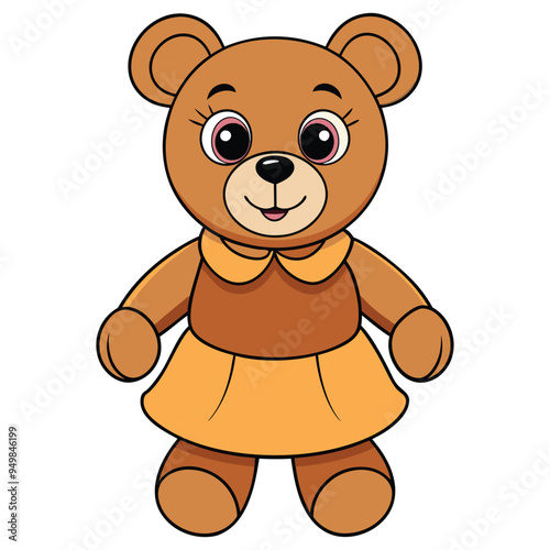 Cute teddy bear doll cartoon vector