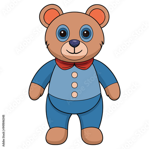 Cute teddy bear doll cartoon vector