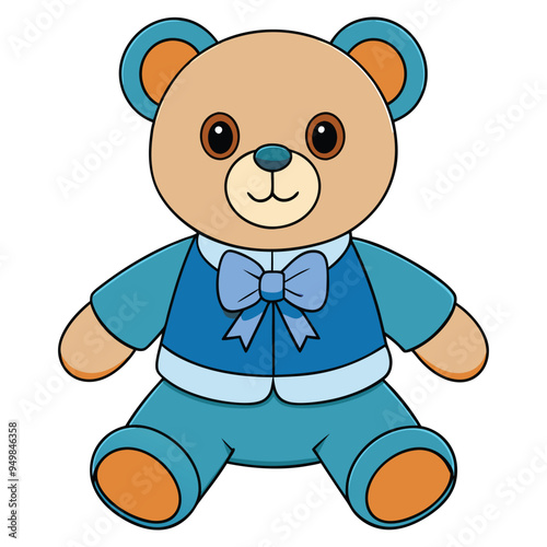 Cute teddy bear doll cartoon vector