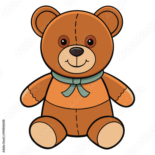 Cute teddy bear doll cartoon vector