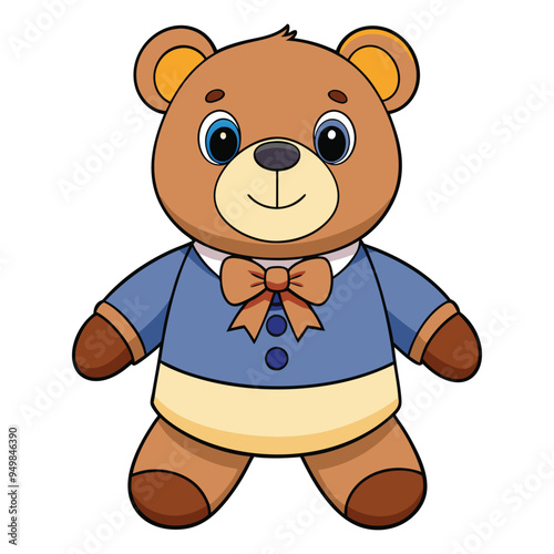 Cute teddy bear doll cartoon vector