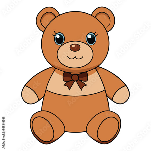 Cute teddy bear doll cartoon vector