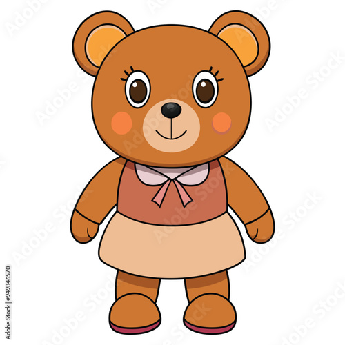 Cute teddy bear doll cartoon vector