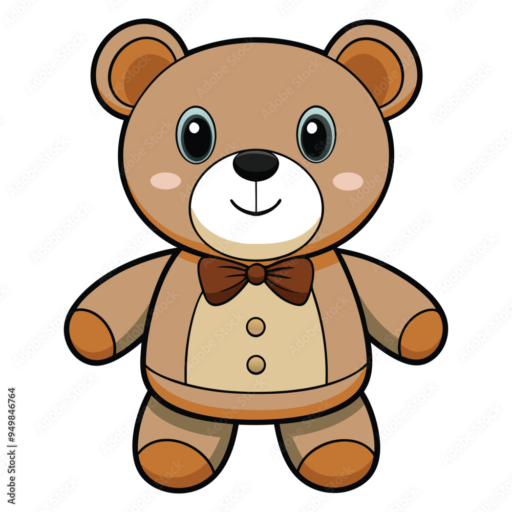 Cute teddy bear doll cartoon vector