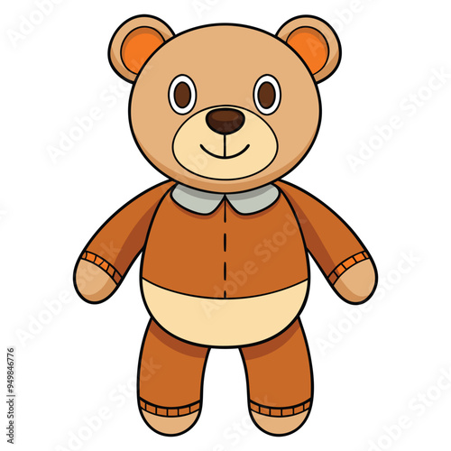 Cute teddy bear doll cartoon vector