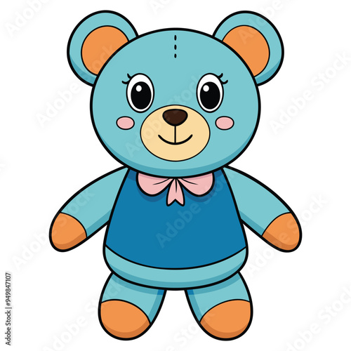 Cute teddy bear doll cartoon vector
