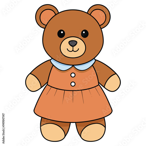 Cute teddy bear doll cartoon vector