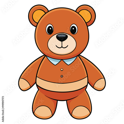 Cute teddy bear doll cartoon vector