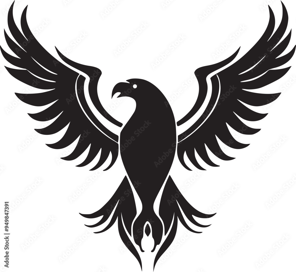 Obraz premium Soaring Black Eagle: A Powerful Vector Graphic for Bold Designs