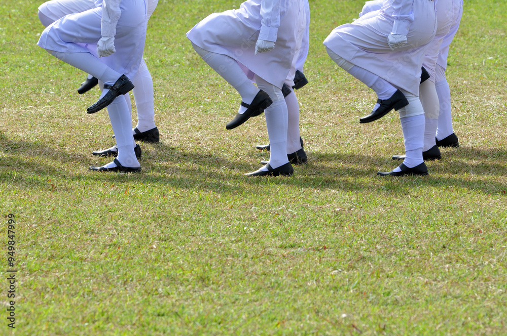 Fototapeta premium Indonesian women's flag ceremony troop feet