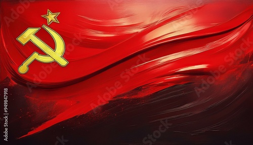 Soviet Union flag in abstract brushstroke style