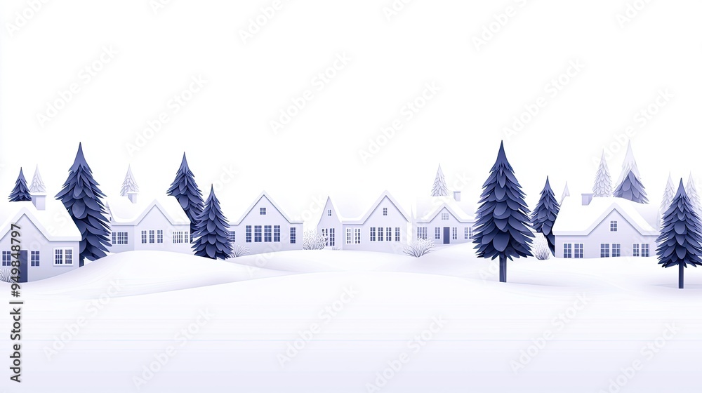 Fototapeta premium Winter Wonderland of Serene Snow-Covered Houses