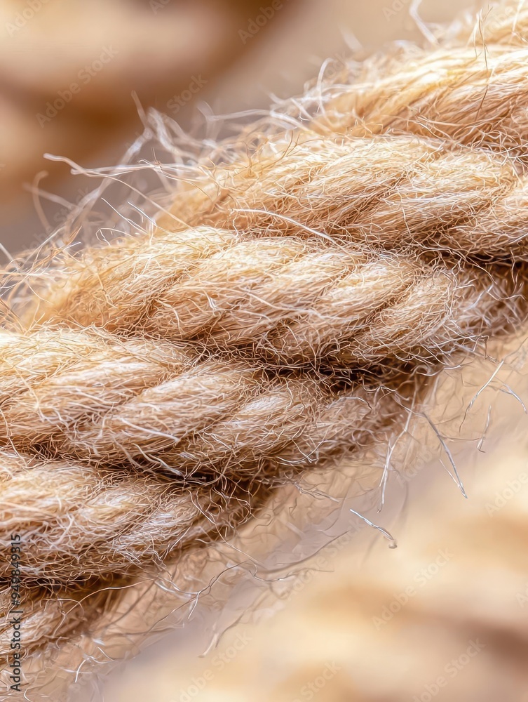 Fototapeta premium Frayed rope fibers, macro shot, tough materials.