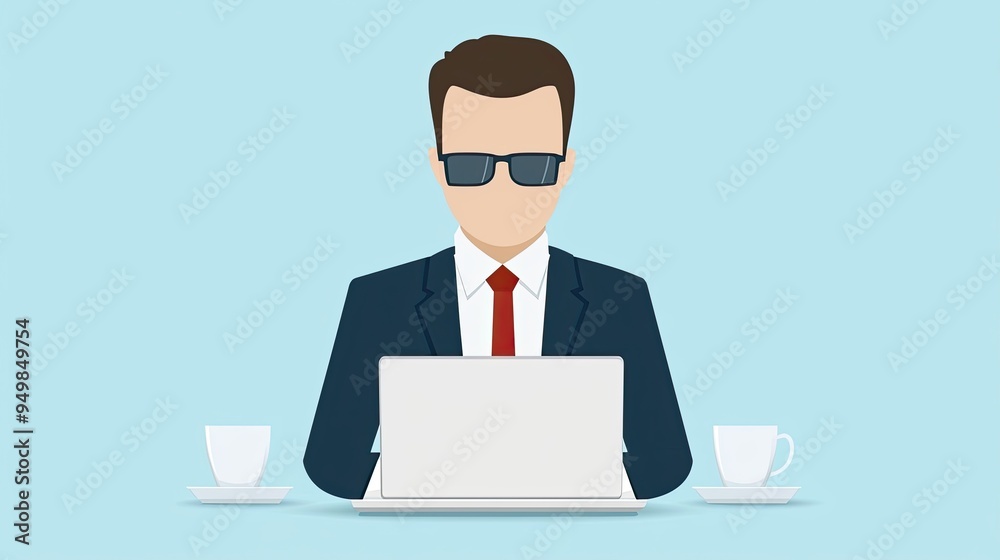 Professional Man Working on Laptop Professional Man Working on Laptop