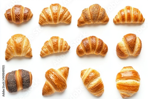 Croissant collection isolated on a white background