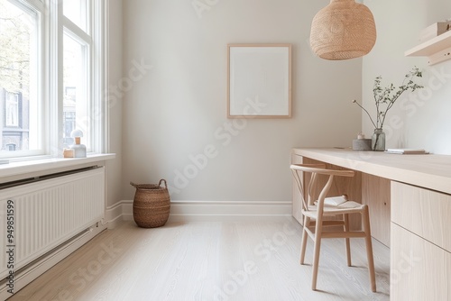 Serene Scandinavian Craft Room with Minimalistic Organization and Airy Aesthetics